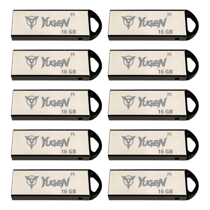 Kit 20 Memorias Usb Yugen Y4 16gb Metálica Plateado Espejo Usb 2.0
