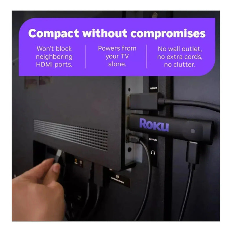 Roku Streaming Stick 3840br 2025 Para Tv Hd Y Modo De Auriculares Con Control De Voz Completo Negro