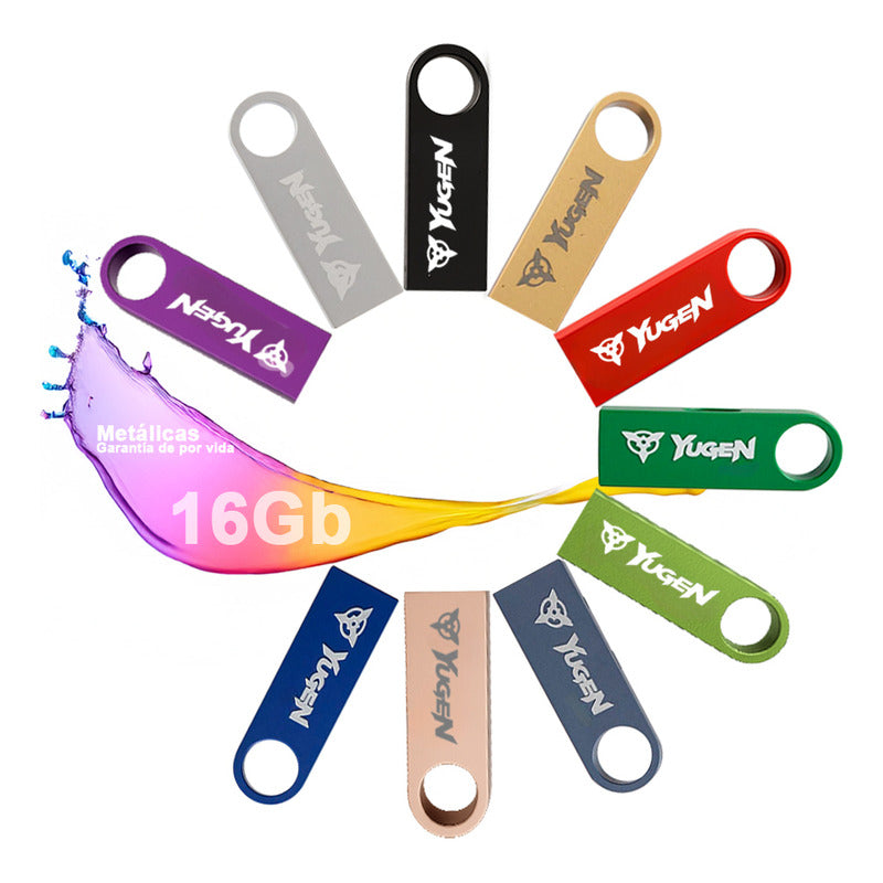 Paquete 30 Memoria Usb 16gb Colores Mayoreo Metálica Yugen 10 Colores 3 Por Color Y1