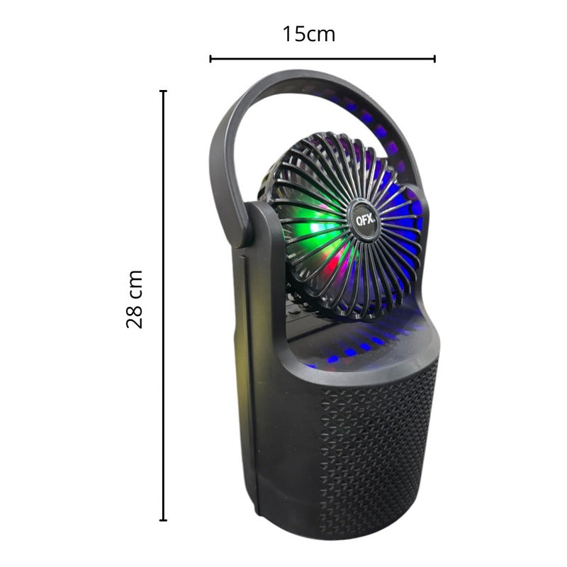 Bocina Recargable Bluetooth Fm Ventilador 4 Usb Sd Tipo C Negro